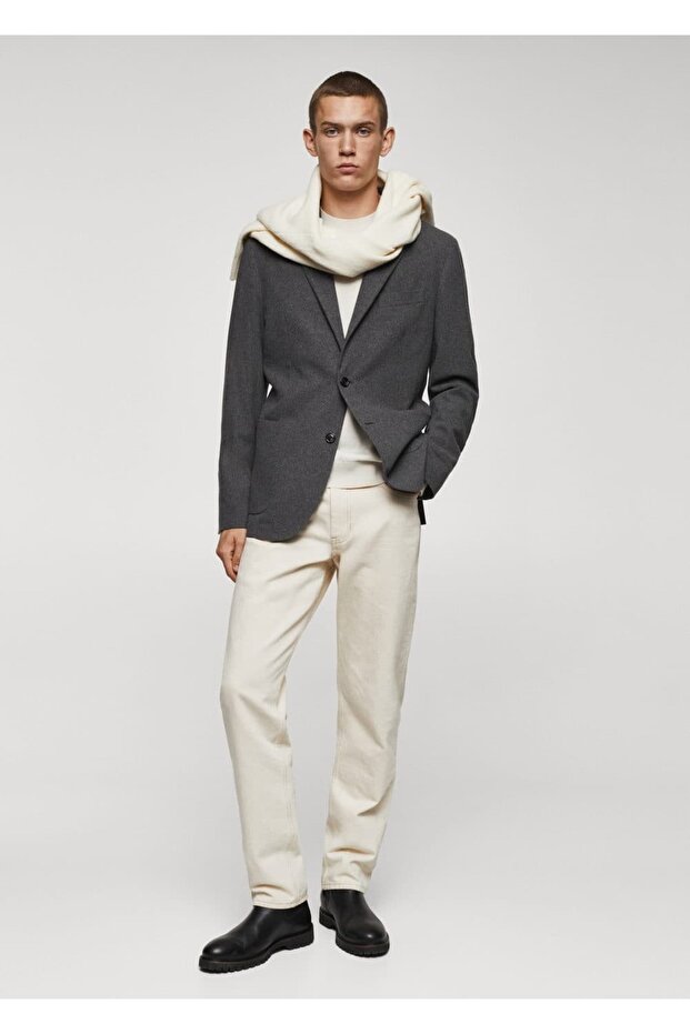 Dar kesim kırçıllı yün blazer ceket - 2