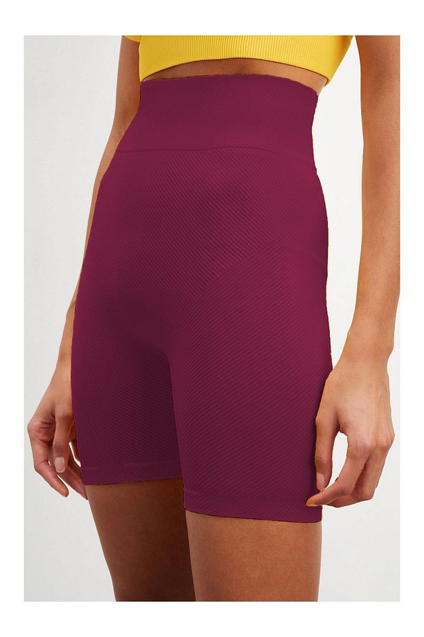 Felolin Model Dikişsiz Sporcu Şortu Örme Ve Seamless Model Bordo Renk - 1
