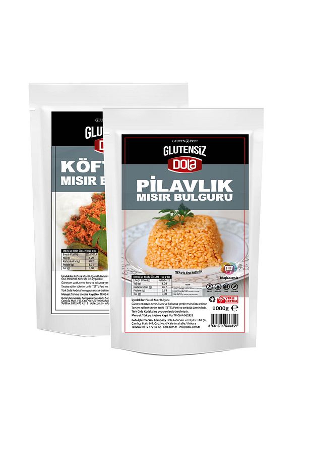 2'li Glutensiz Bulgur Seti Köftelik Ve Pilavlık Mısır Bulguru 1 Kg X 2 Adet - 1