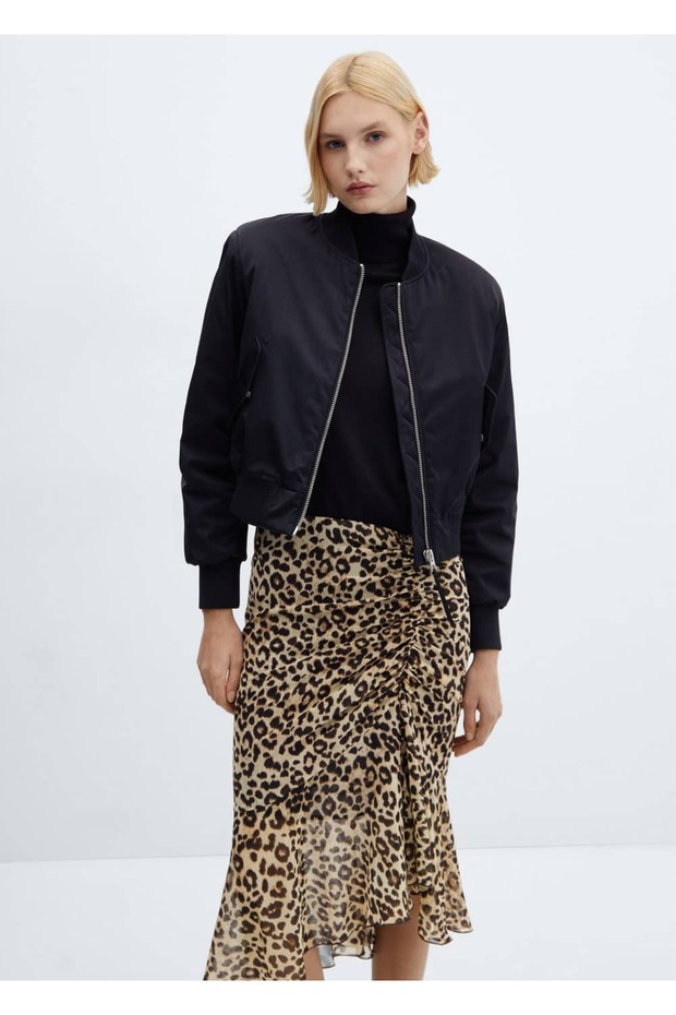 Hayvan desenli dökümlü etek - 7