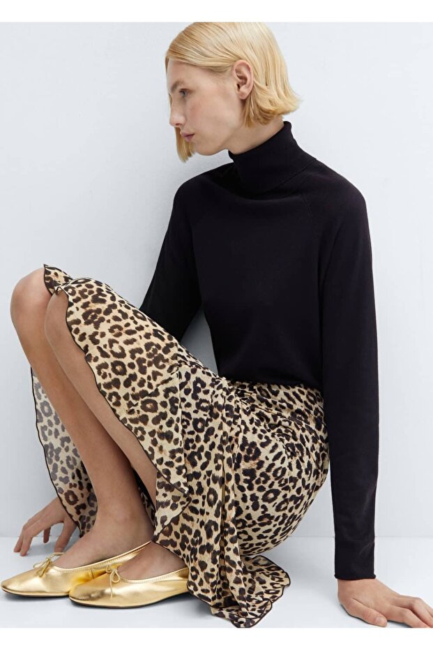 Hayvan desenli dökümlü etek - 8