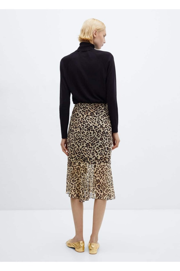 Hayvan desenli dökümlü etek - 4