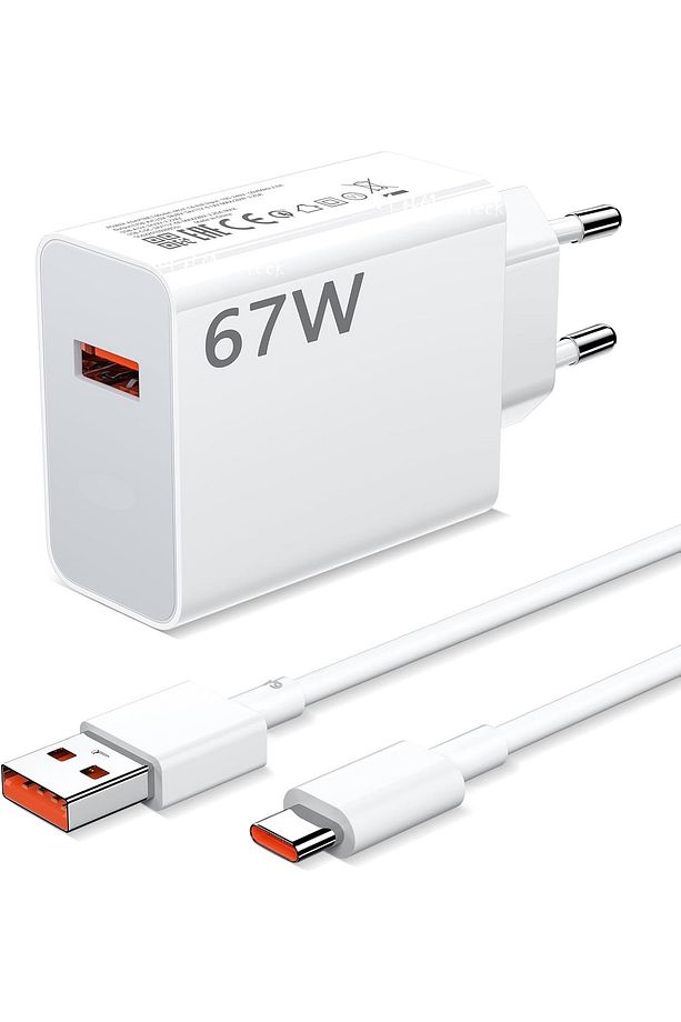 Redmi 13c 67 Wolt  Turbo Hızlı Şarj Aleti Cihazı Kablo Adaptör 2'Li Set Type-C To Usb - 1