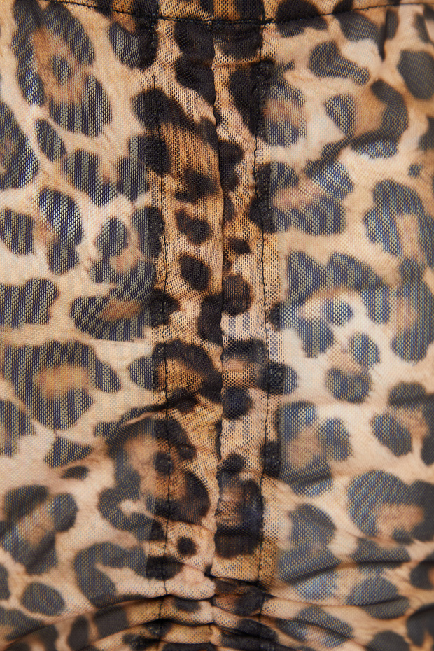 Leopar Desenli Örme Büzgülü Plaj Mini Pareo TBESS22PR0001 - 8