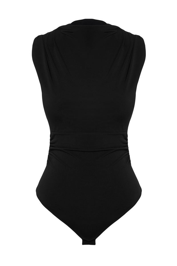 Siyah Vücuda Oturan Çıtçıtlı Örme Body TPRSS24BD00012 - 7