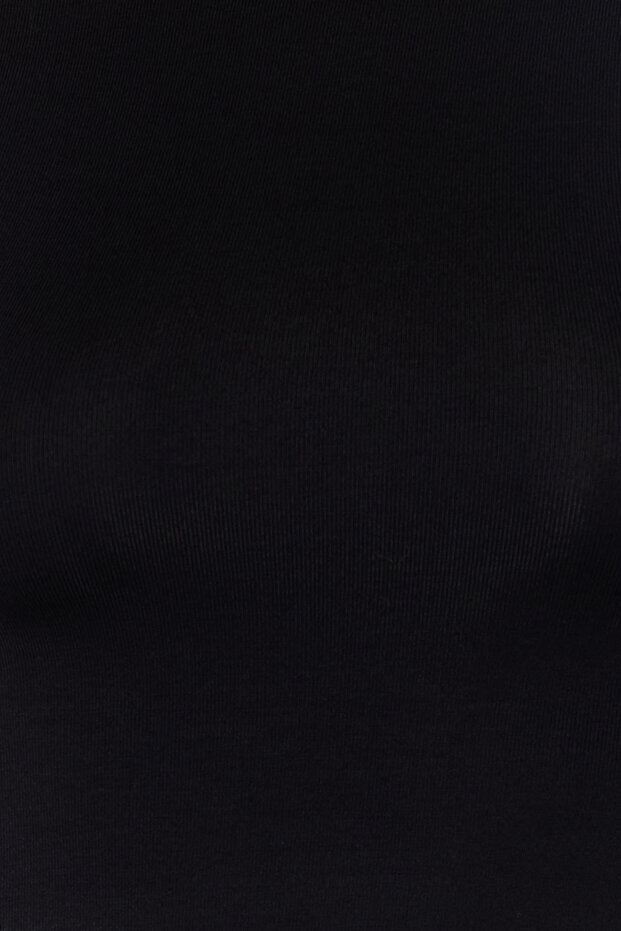 Siyah Bisiklet Yaka Ay Kol Fitted/Vücuda Oturan Crop Örme Bluz TWOSS24BZ00446 - 5