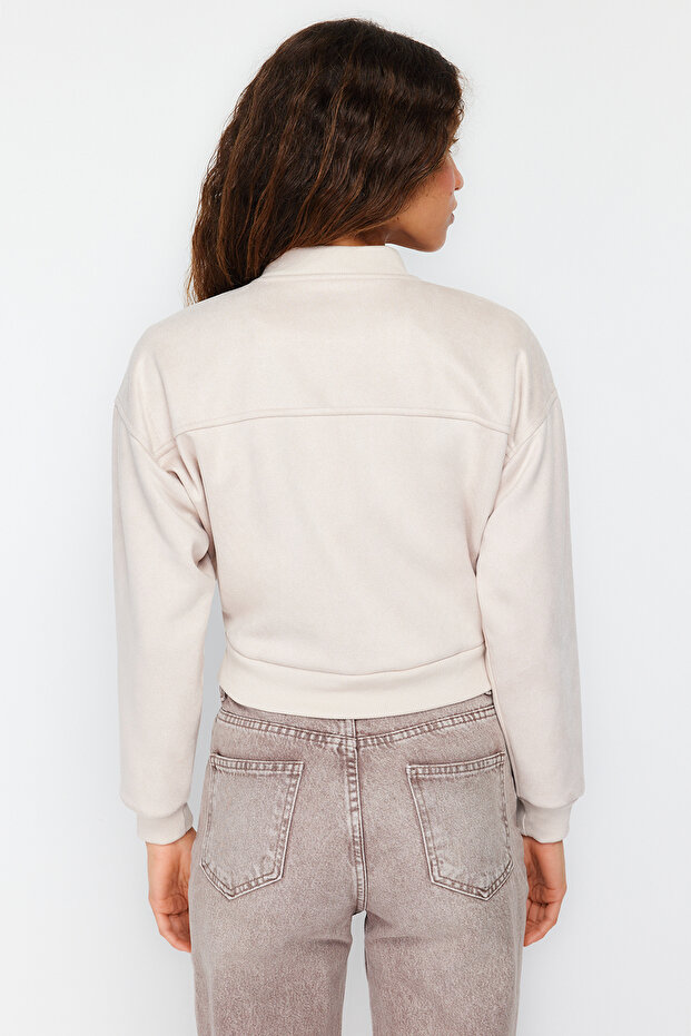 Taş Oversize Süet Bomber Ceket Mont TWOSS24MO00048 - 7