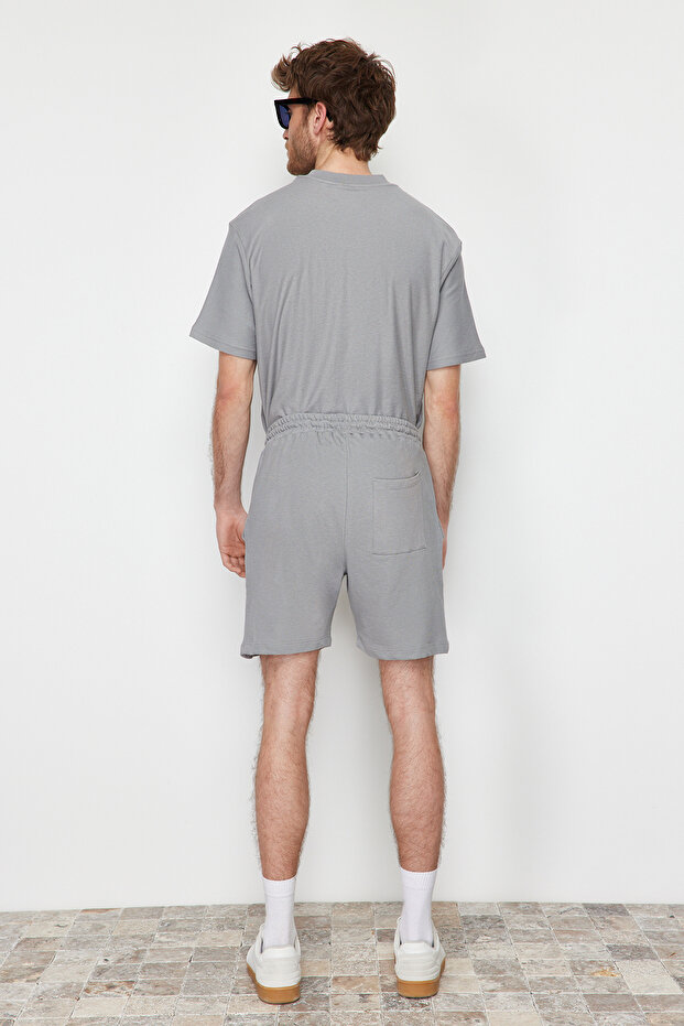 Gri Regular %100 Pamuklu Dokulu Şort TMNSS23SR00035 - 6
