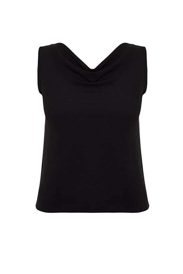 Siyah Kayık/Degaje/Madonna Yaka Örme Bluz TBBSS24AF00021 - 7
