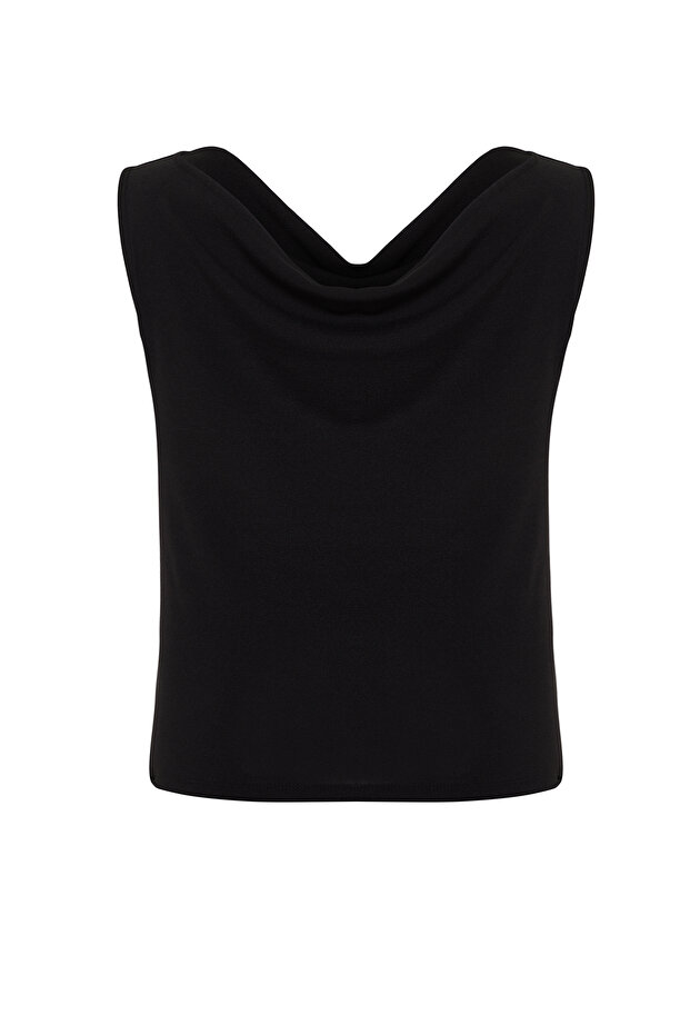 Siyah Kayık/Degaje/Madonna Yaka Örme Bluz TBBSS24AF00021 - 8