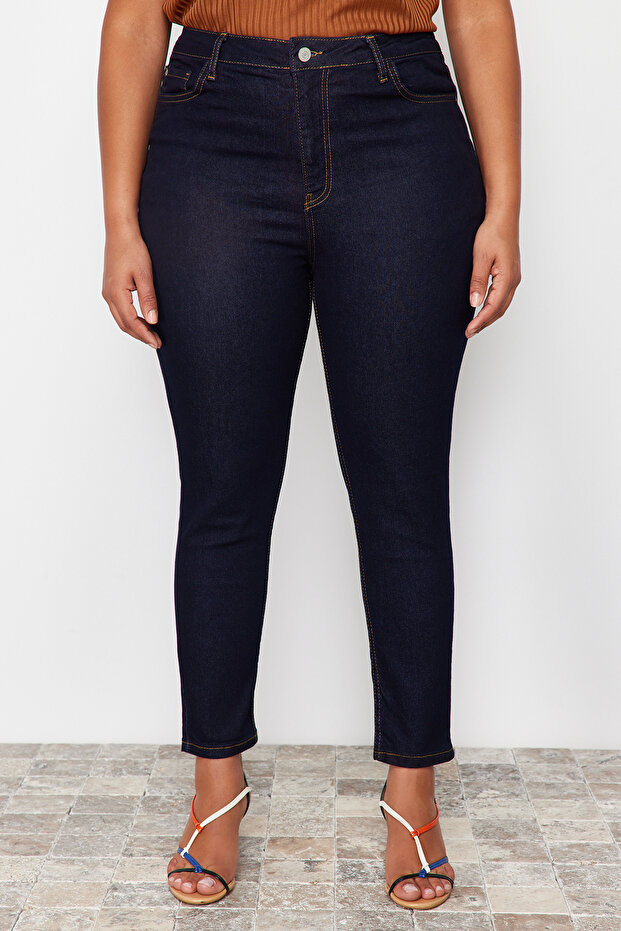 Koyu Mavi Ekstra Esnek/Stretch Büyük Beden Skinny Jeans TBBSS24CJ00006 - 4
