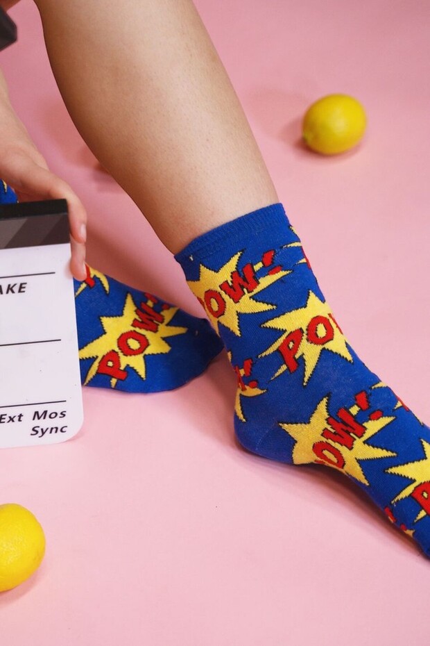 POW PATTERNED COLORFUL DESIGN SOCKS - 1