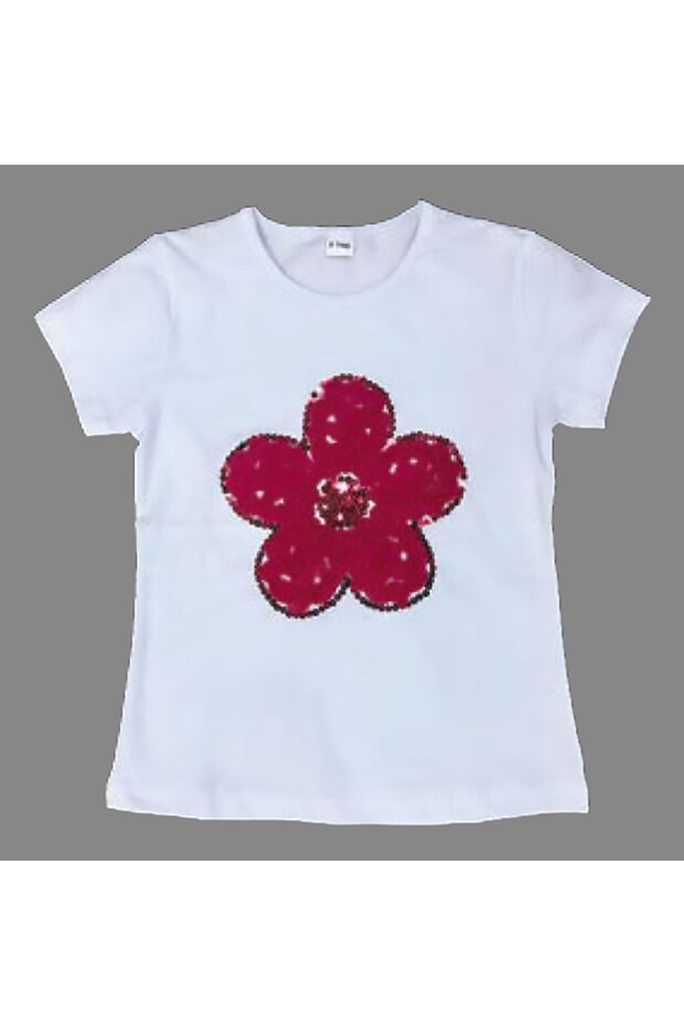 Girl's Short Sleeve Flower Patterned T-Shirt 23 April 29 October 19 May Show Feast
