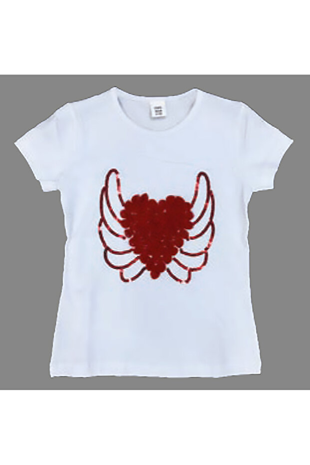 Girl's Short Sleeve Heart Patterned Show T-Shirt 23 April 29 October 19 May Show Eid