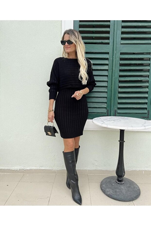 Bolerolu Triko Elbise Takım - 4