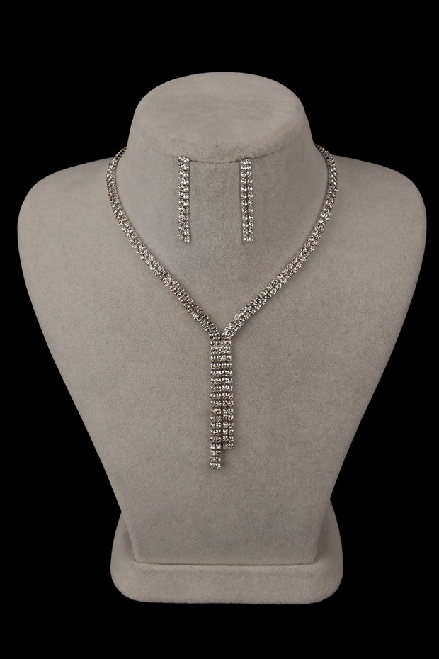 Waterway Shiny Stylish Crystal Stone Evening Dress Necklace and Earrings Set
