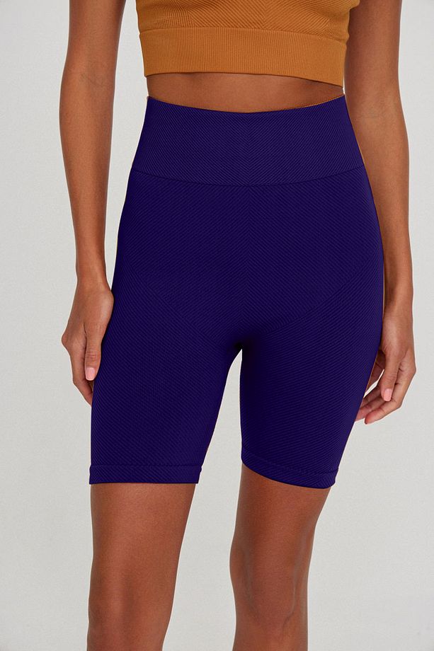 Felolin Model Fitilli Örme Model Seamless Sporcu Şortu Lacivert Renk - 1