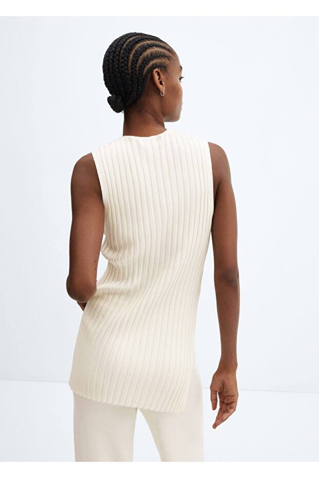 Rippbluse mit V-Ausschnitt - 4