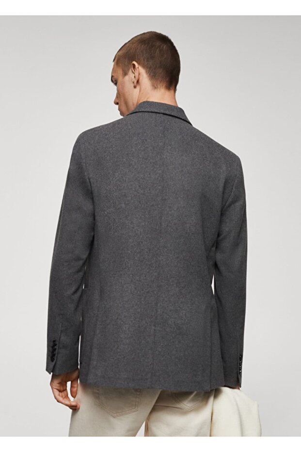 Dar kesim kırçıllı yün blazer ceket - 4