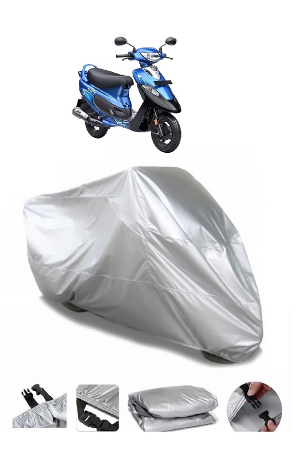 علامة تجارية مقاومة للماء باللون الرمادي من TVS Scooty Pep Plus