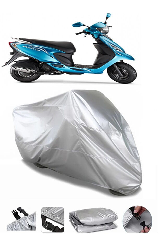 علامة تجارية TVS Scooty Zest 110 رمادية مقاومة للماء للدراجة النارية