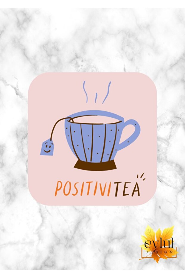 قاعدة أكواب مربعة عالية الجودة من Positivi "TEA" بتصميم مخصص مطبوع عليها لعبة الكلمات المضحكة