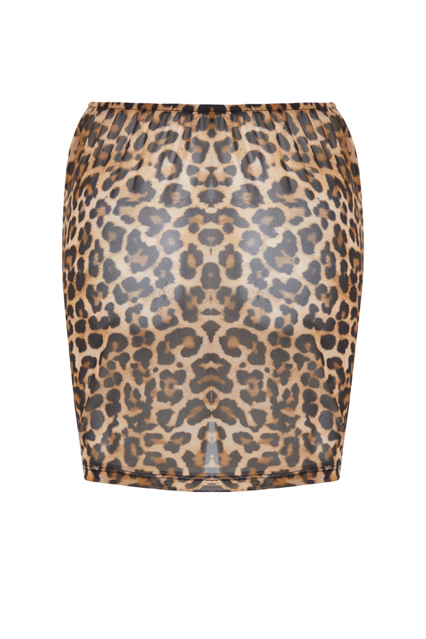 Leopar Desenli Örme Büzgülü Plaj Mini Pareo TBESS22PR0001 - 9