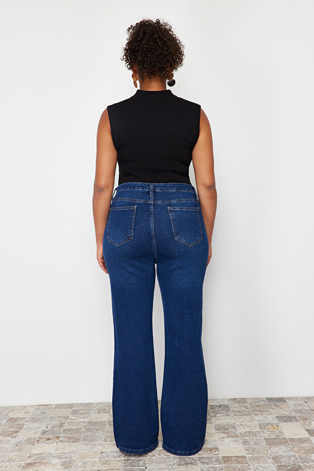 Mavi Yüksek Bel Comfort Dikiş Detaylı İspanyol Paça Flare Fit Jeans TBBSS24CJ00003 - 6