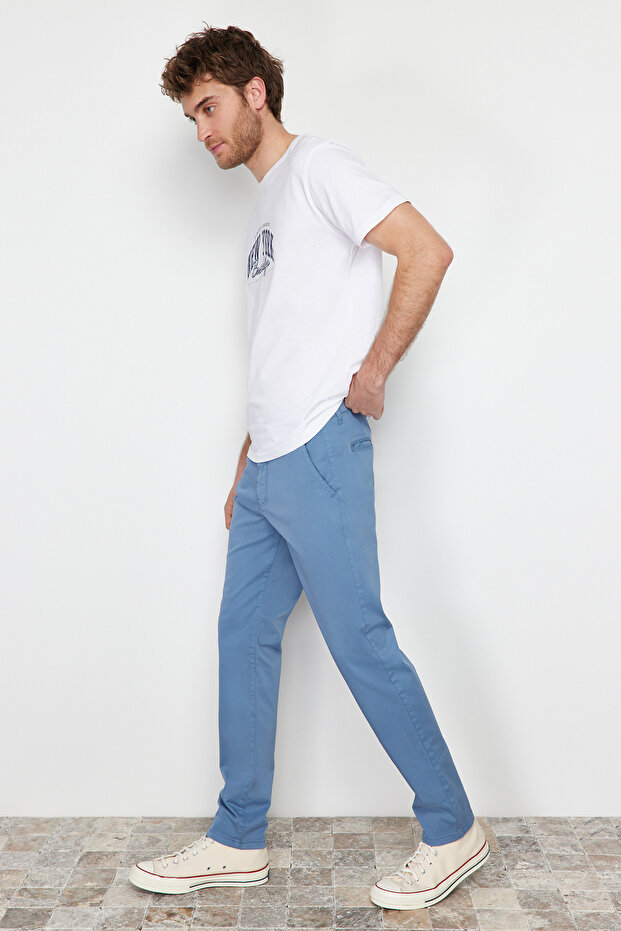 Açık Mavi Slim Fit Chino Pantolon TMNAW24PL00000 - 3