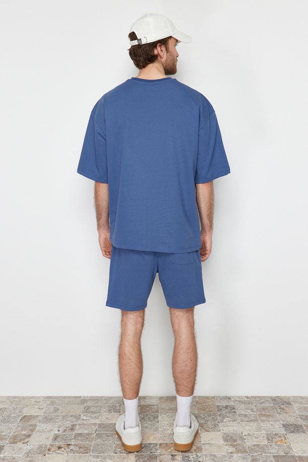 Indigo Eşofman Takımı Oversize Yazı Baskılı %100 Pamuklu TMNSS24EM00003 - 8