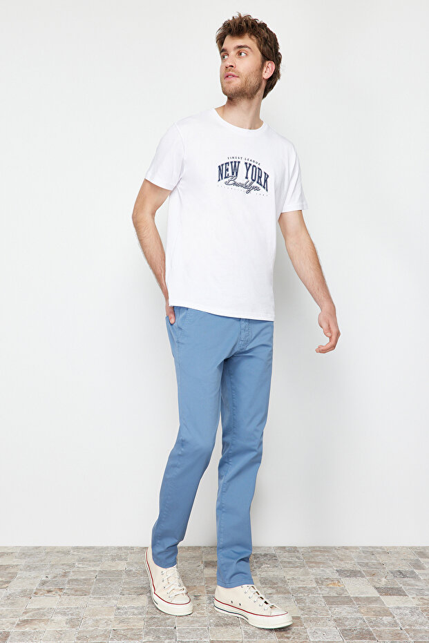 Açık Mavi Slim Fit Chino Pantolon TMNAW24PL00000 - 4