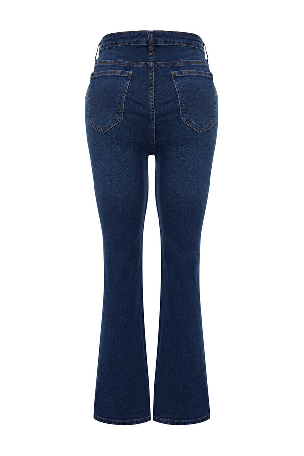 Mavi Yüksek Bel Comfort Dikiş Detaylı İspanyol Paça Flare Fit Jeans TBBSS24CJ00003 - 8
