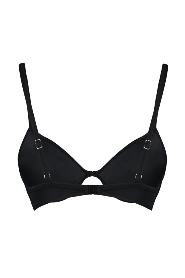 Siyah Balkonet Fiyonk Detaylı Kaplı Basic Bikini Üstü TBESS20BU0237 - 7