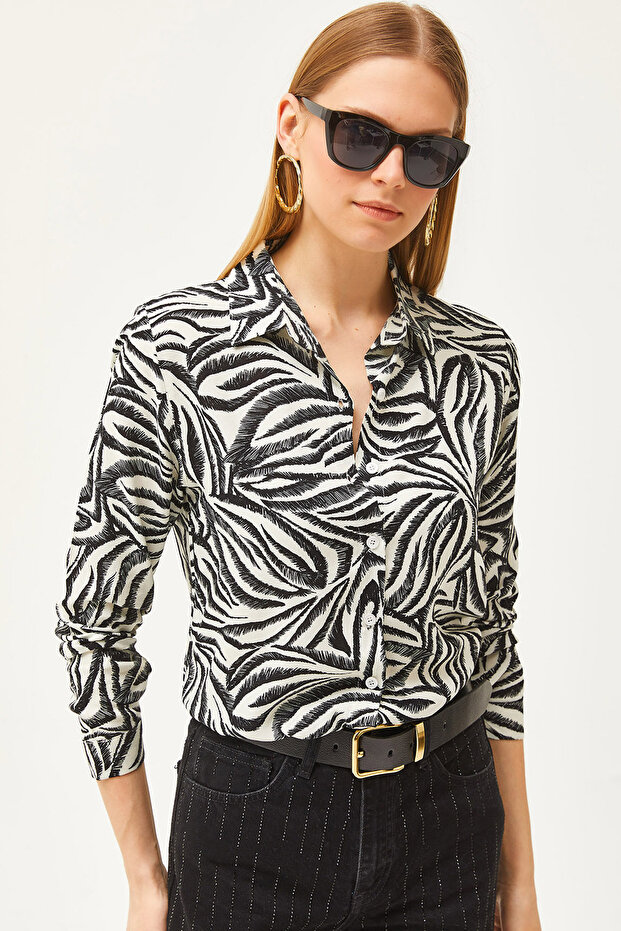 Women's Black Black Pencil Effect Woven Shirt GML-19001175