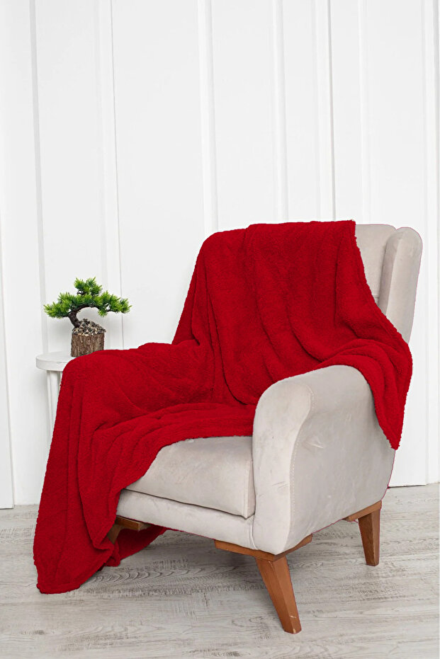 Kırmızı Renk Tek Kişilik Yumuşak Wellsoft TV Battaniyesi - 2