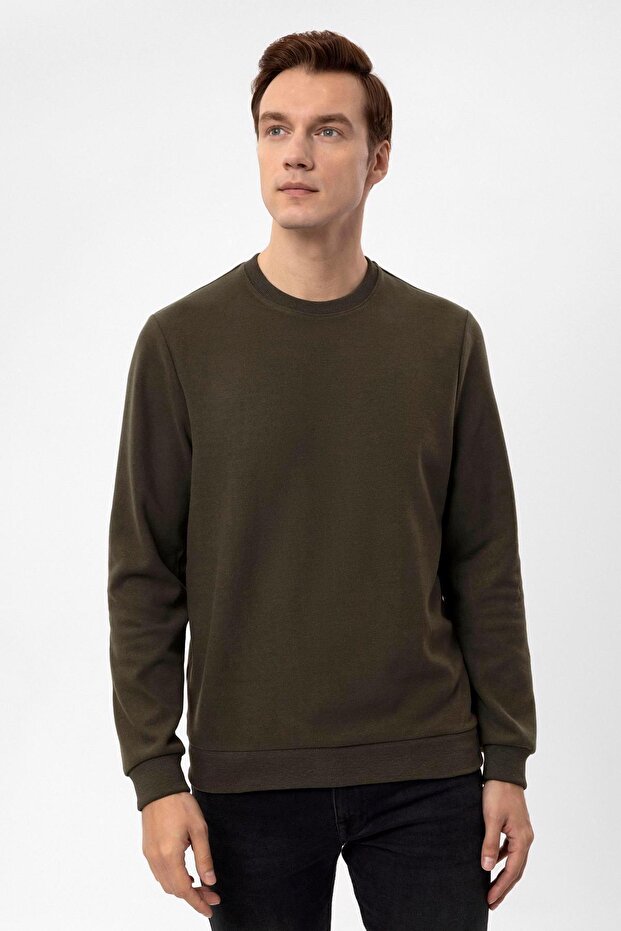 O Yaka Regular Kalıp Düz Triko - 3