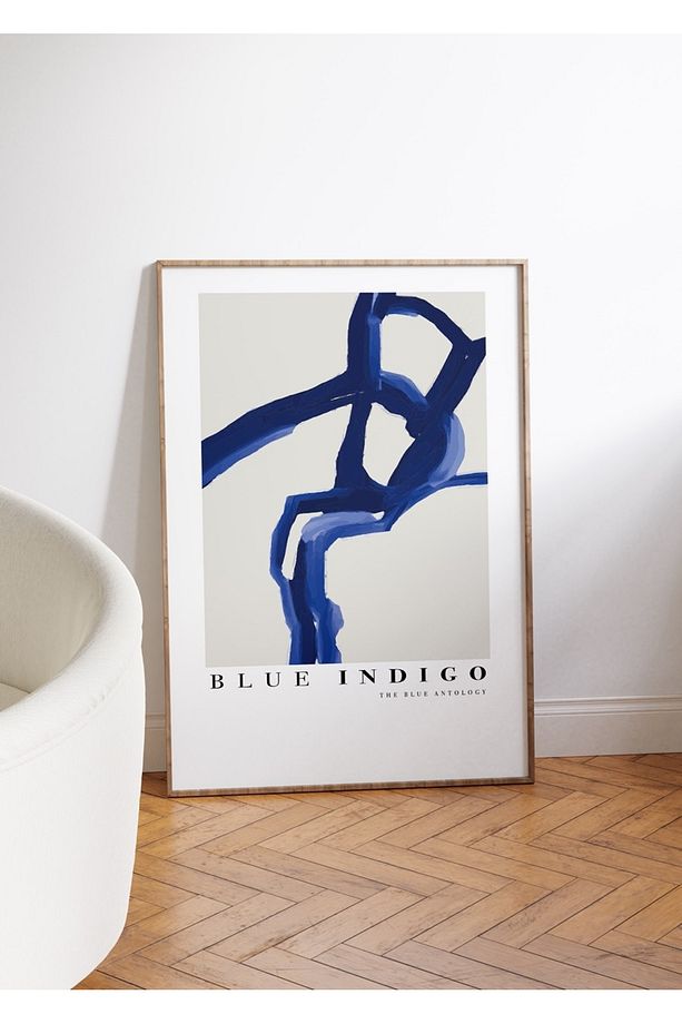 Blue Indigo Mavi 2'li Set Çerçevesiz Poster - 2