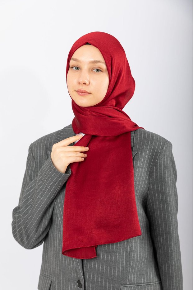 Satin Crinkle - Claret Red