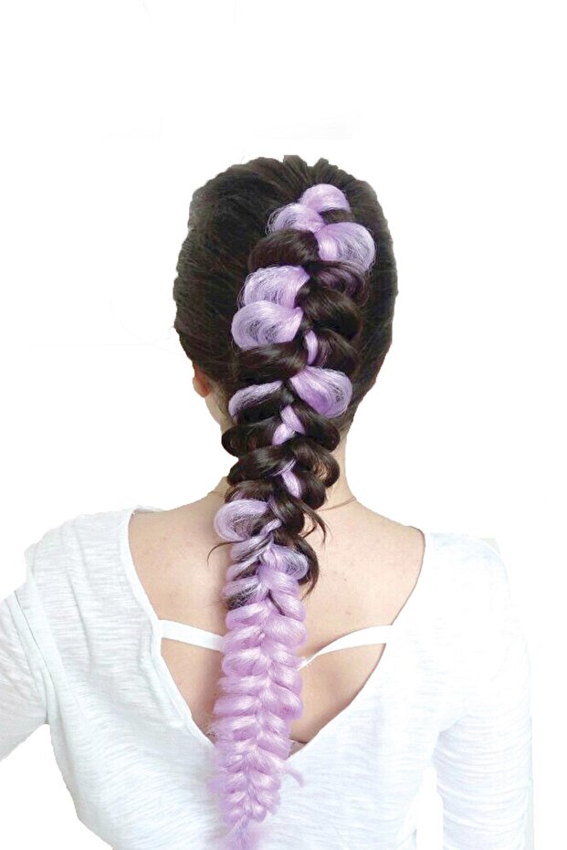 Jumbo Braided Hairpiece Hair Lilac