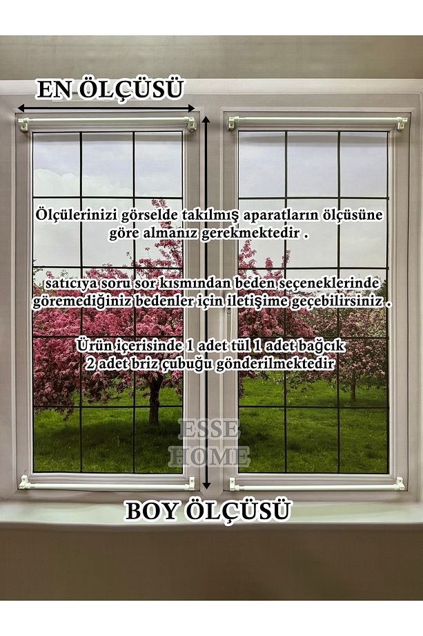 Şampanya Rengi Kelebek Briz Çubuklu Perde, Mutfak Kapı Pencere içi Tül Perde ( Çubuklar Dahil ) - 7