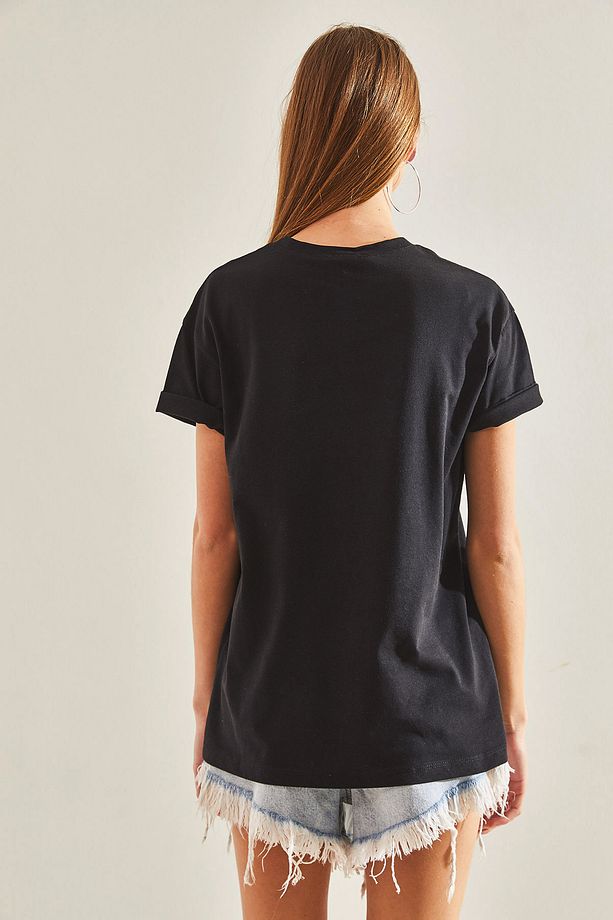 Kadın Kalp Baskılı Tshirt - 3