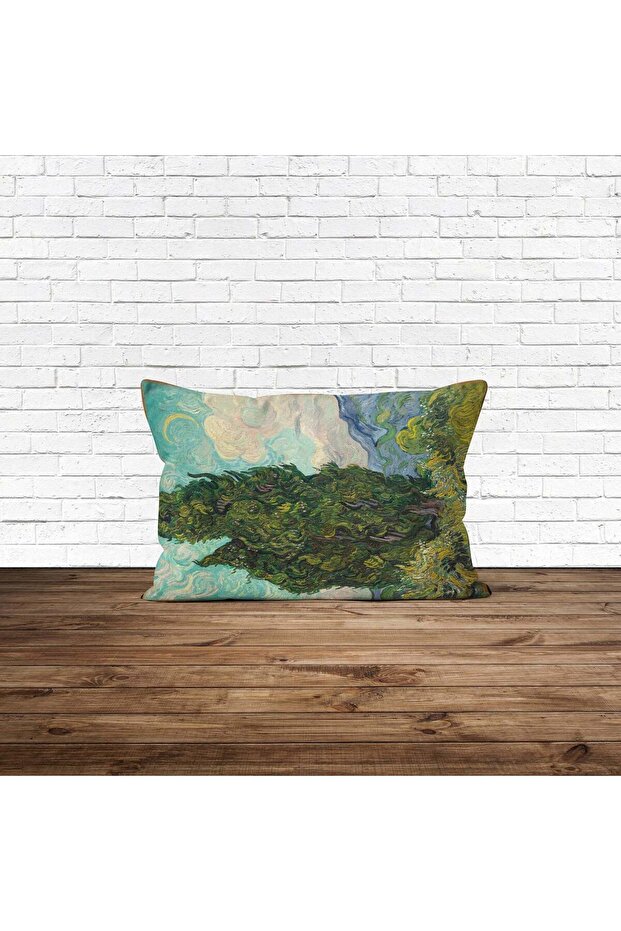 Cypresses - Selviler / Van Gogh Çift Taraflı Yastık Kılıfı - 2 Adet - 1