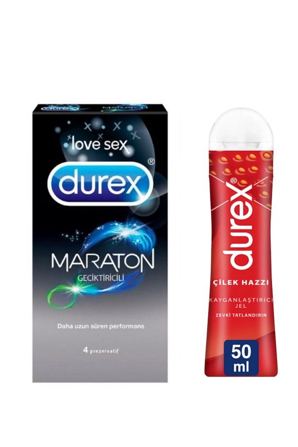 Maraton Tırtıklı Prezervatif 4'lü + Durex Çilek Hazzı Jel 50 ml - 2