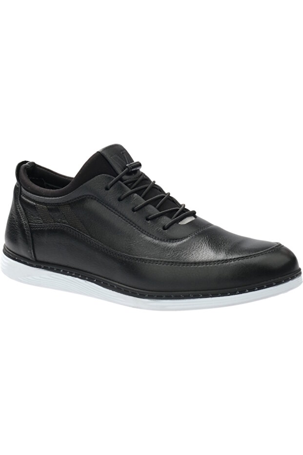 V24Ya-4965 Black Skin Leather Men's Comfort Shoes