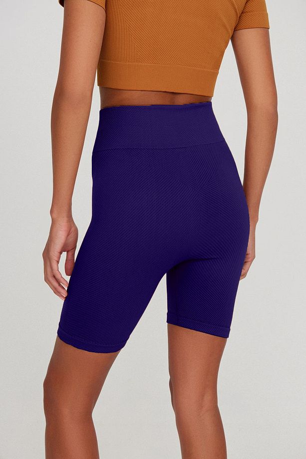 Felolin Model Fitilli Örme Model Seamless Sporcu Şortu Lacivert Renk - 4