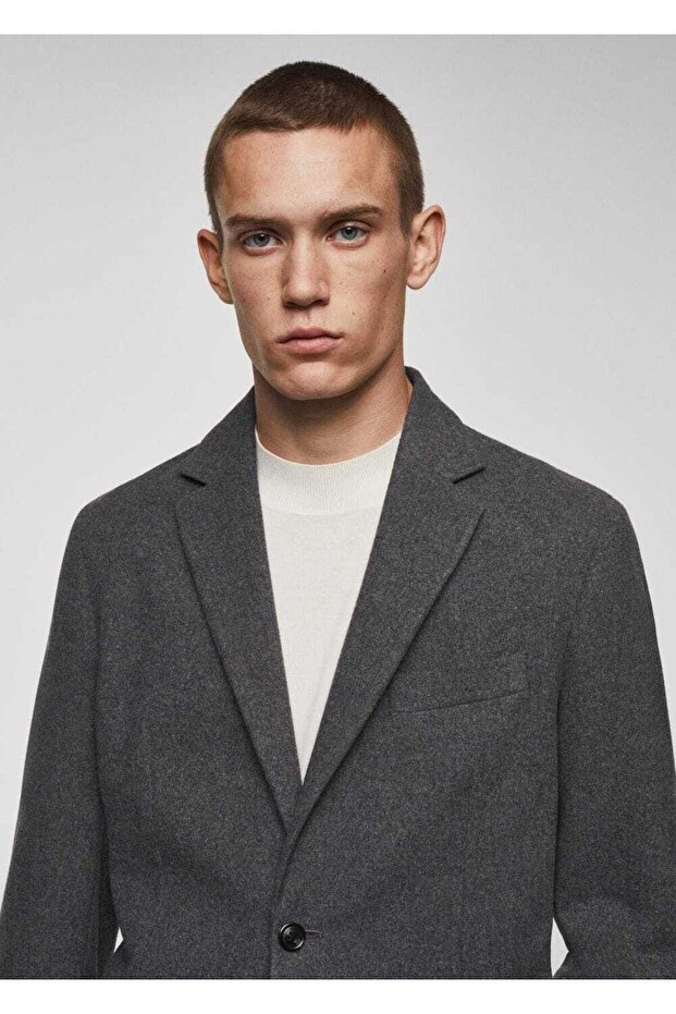 Dar kesim kırçıllı yün blazer ceket - 6