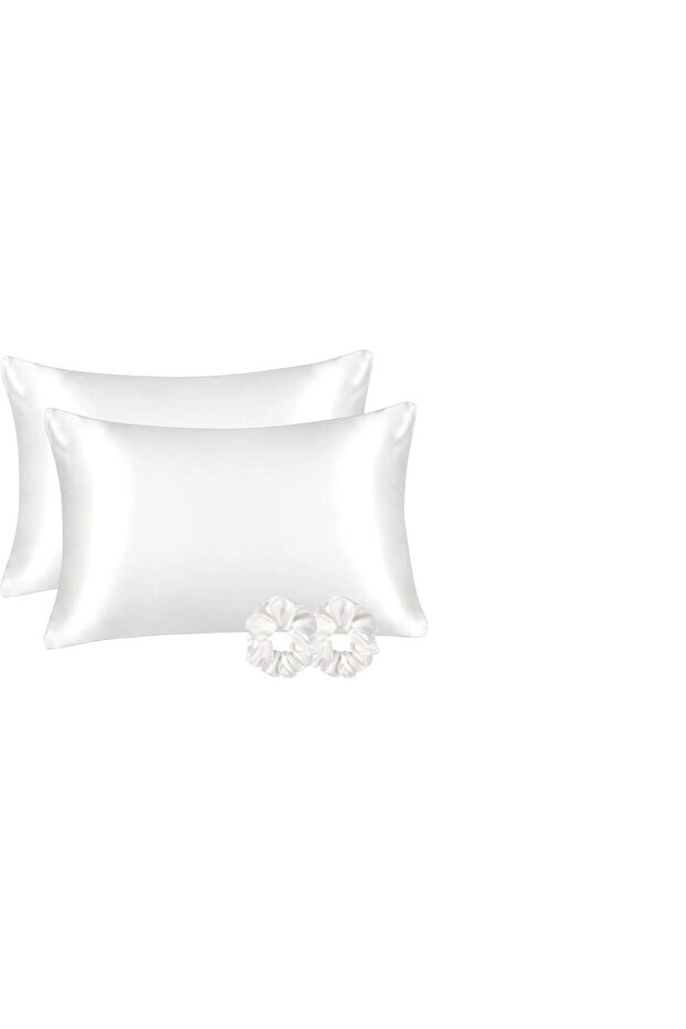 ANT Silk Satin 50x70 Cm Pillowcase 2Pcs Hairpin Curly Hair WHITE 2Pcs