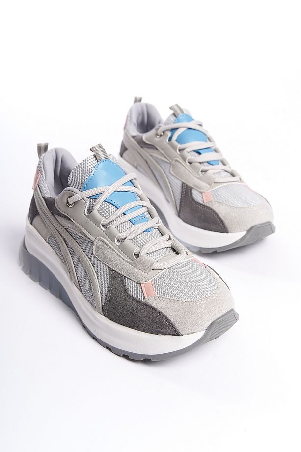 Bari Kadın Yüksek Taban Sneaker Bağcıklı Spor Günlük Ayakkabı - 1