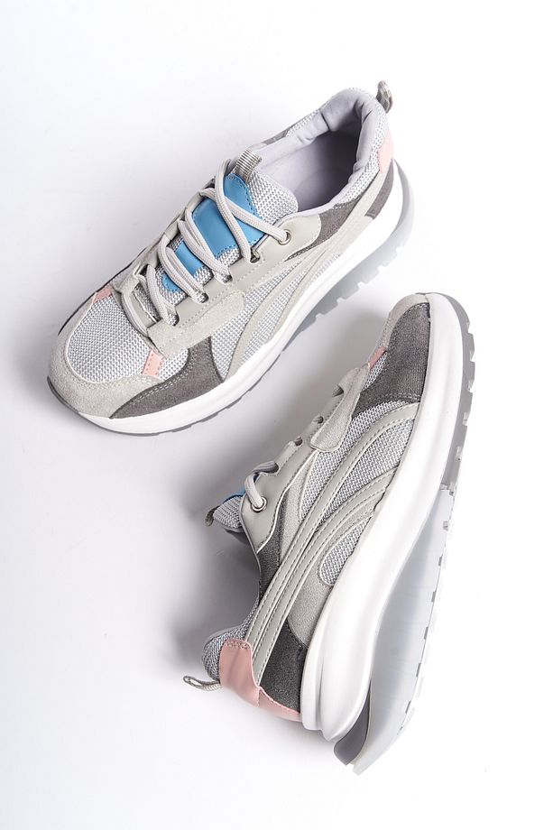 Bari Kadın Yüksek Taban Sneaker Bağcıklı Spor Günlük Ayakkabı - 8