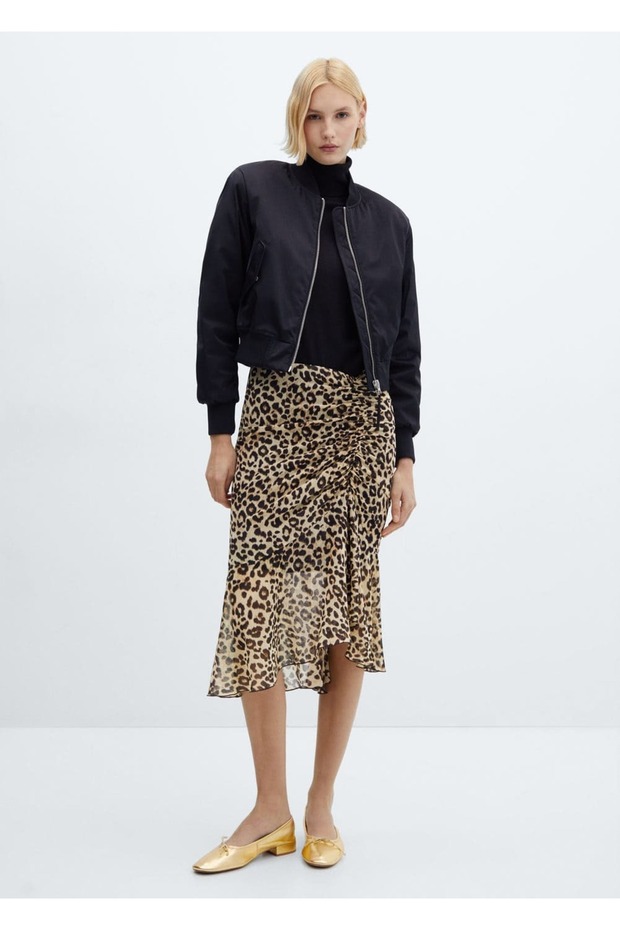Hayvan desenli dökümlü etek - 2